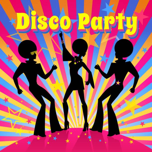 disco party. ilustracja wektorowa. - afro dancing silhouette dancer stock illustrations