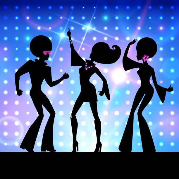 disco party. ilustracja wektorowa. - afro dancing silhouette dancer stock illustrations