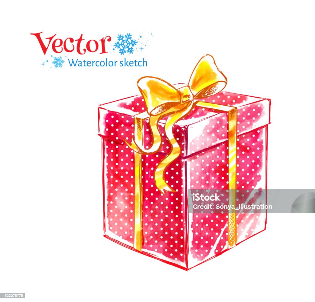Gift box. Watercolor art. Gift box. Watercolor art. Vector illustration. Isolated. Gift Box stock vector