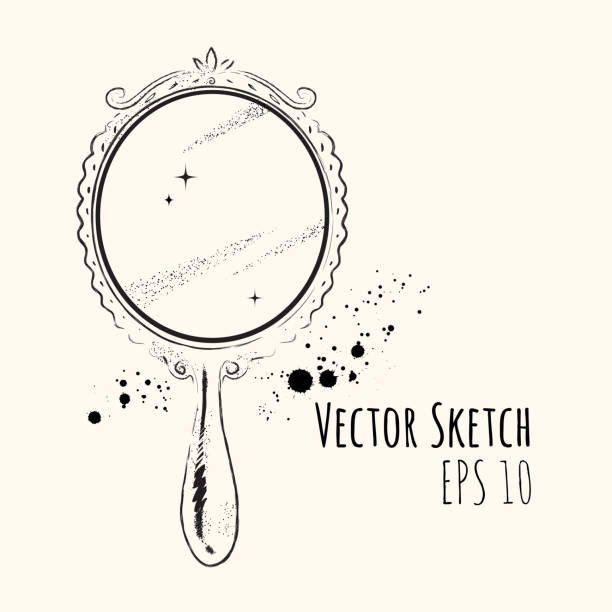 Mirror. Mirror. Vector sketch. Isolated. mirror object drawings stock illustrations