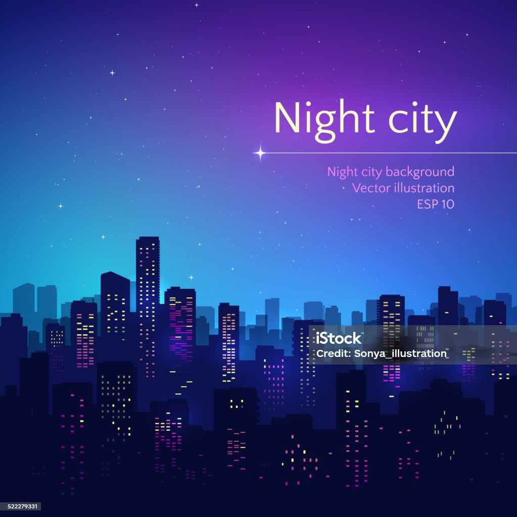 Night city. Night city. Vector illustration. Night stock vector