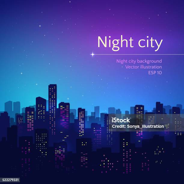 Night City Stock Illustration - Download Image Now - Night, City, Sky