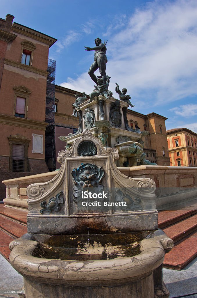 Neptune fontain from low angle at downtown of Bologna, Italy Neptune fontain from low angle at downtown of Bologna, province Emilia-Romagna, Italy Adult Stock Photo