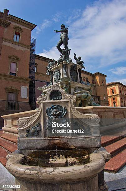 Neptune Fontain From Low Angle At Downtown Of Bologna Italy Stock Photo - Download Image Now