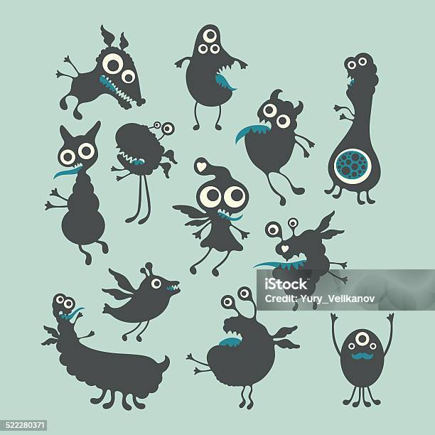 Happy Monsters Vector Illustrations Mega Set 3 Stock Illustration - Download Image Now - Cheerful, Drawing - Art Product, Monster - Fictional Character