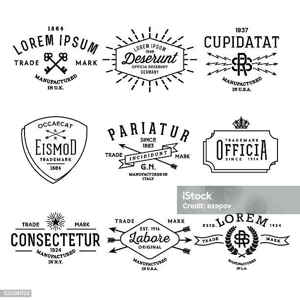 Collection Vintage Labels Stock Illustration - Download Image Now - Laurel Wreath, Art Deco, Typescript