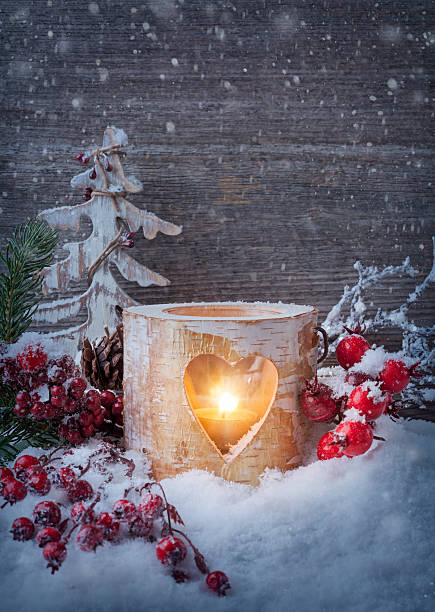 겨울맞이 캔들 - lantern christmas snow candle 뉴스 사진 이미지