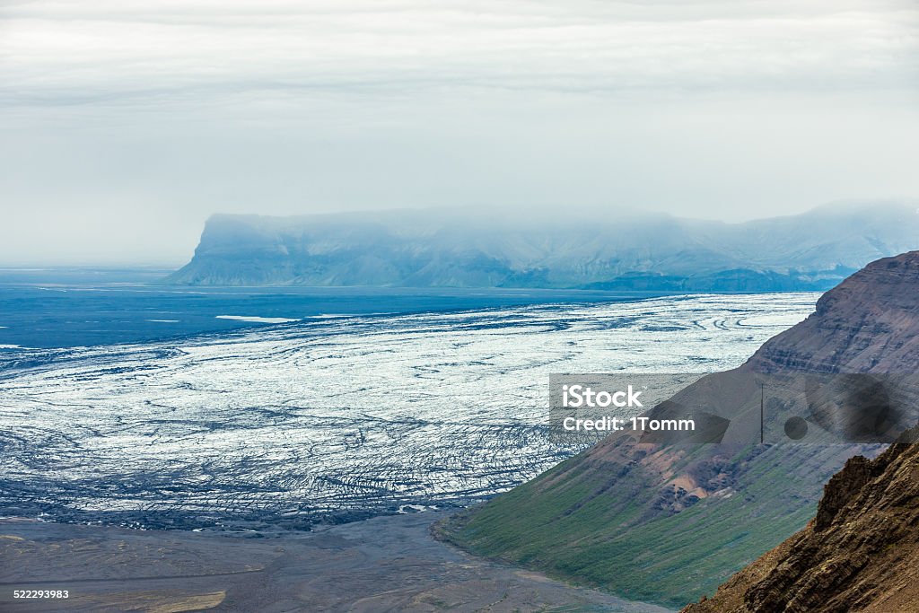Areail view of Skeidararjokull. Agricultural Field Stock Photo