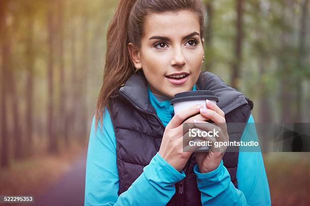 Hot Tea Is Good Idea For Frozen Day Stock Photo - Download Image Now - Sport, Women, Activity