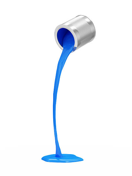 istock Spilled Blue Paint Can isolated on white background 522299355