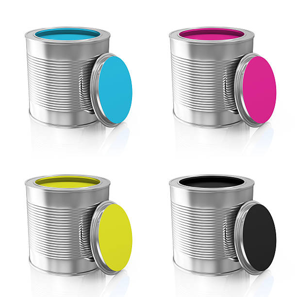 istock Group of Paint Cans isolated on white background (CMYK Concept) 522299377