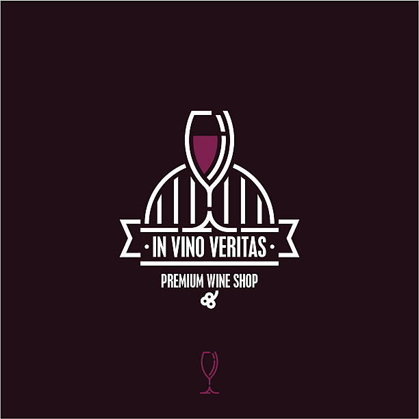 wine shop label, wine glass icon wine shop label, wine glass icon, in vino veritas wine and oenology graphic stock illustrations