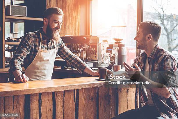 Good Talk With Customer Stock Photo - Download Image Now - Customer, Coffee Shop, Barista