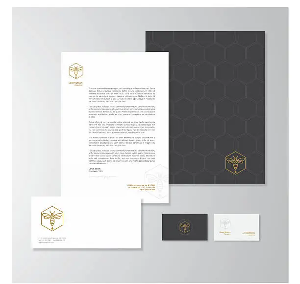 Vector illustration of Honey production company stationery design