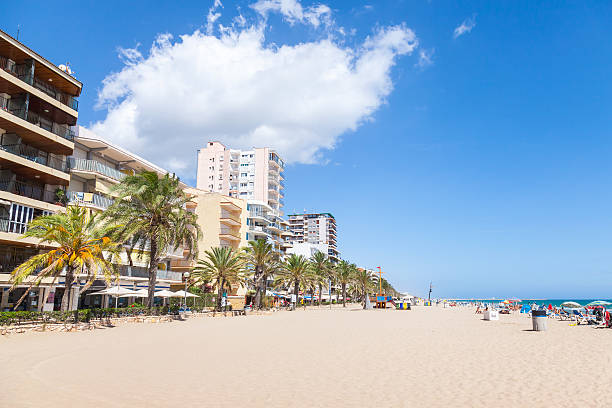 istock Wide public sandy beach of Calafell, Spain 522304944