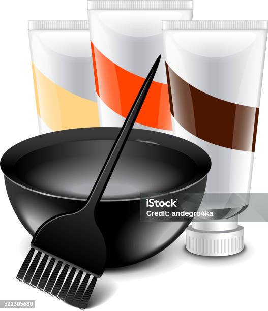 Hair Dye Tools Isolated On White Vector Stock Illustration - Download Image  Now - Dye, Hair Dye, Bowl - iStock