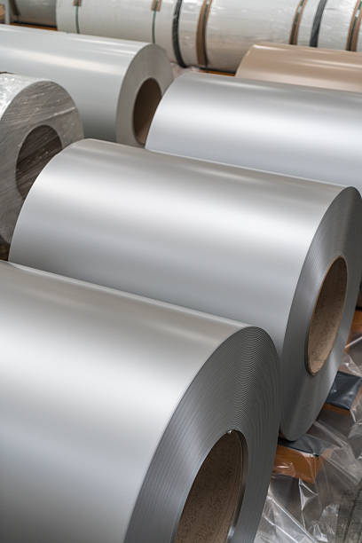 istock Large aluminium steel rolls 522310674