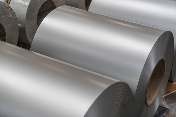 istock Large aluminium steel rolls 522310884