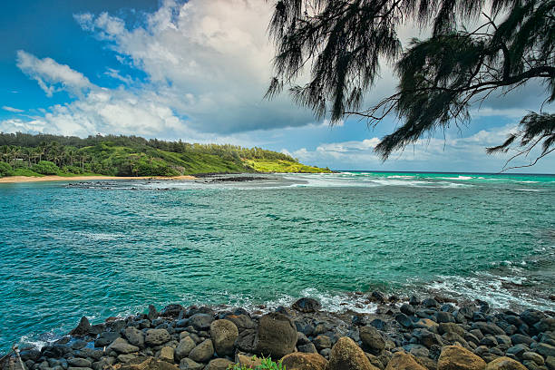 istock Secluded Beach on Kauai Hawaii With Rocky Shore 522311629