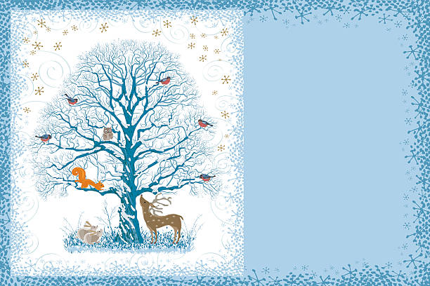 Christmas card with tree vector art illustration