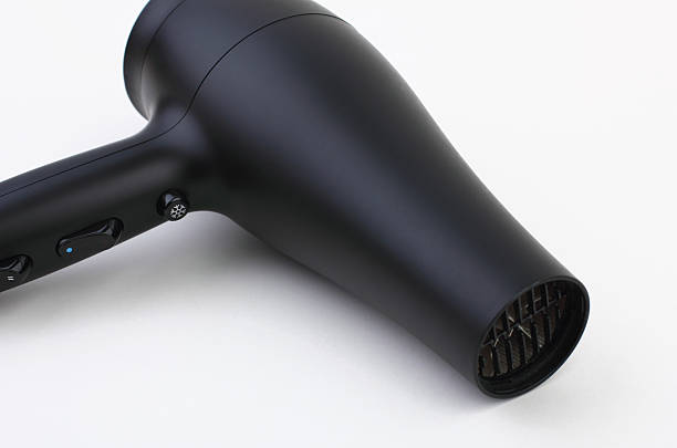 asciugacapelli - hair dryer single object plastic black foto e immagini stock