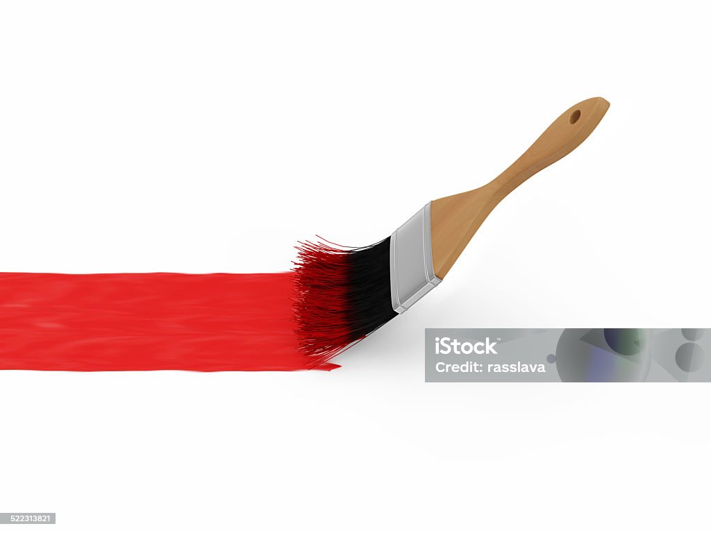 Paint Brush with Red Paint Stroke isolated on white background Art Stock Photo