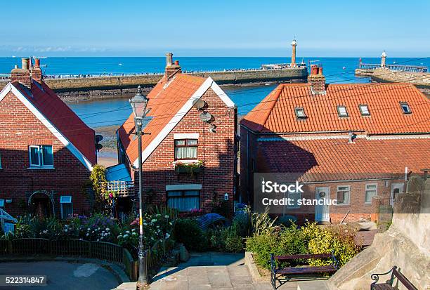 Scenic View Of Whitby City In Autumn Sunny Day Stock Photo - Download Image Now - Abbey - Monastery, Blue, British Culture