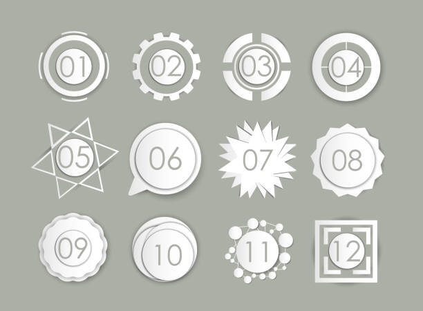 Set of number in variety paper shape Set of number in variety paper shape / Contemporary modern style premier definition stock illustrations