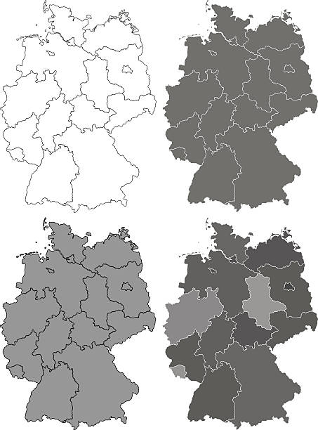 Germany map set Illustration of the Germany maps germany map regions stock illustrations