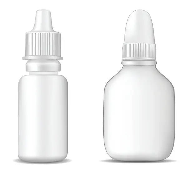 Vector illustration of White plastic bottle for nasal spray and eye drops
