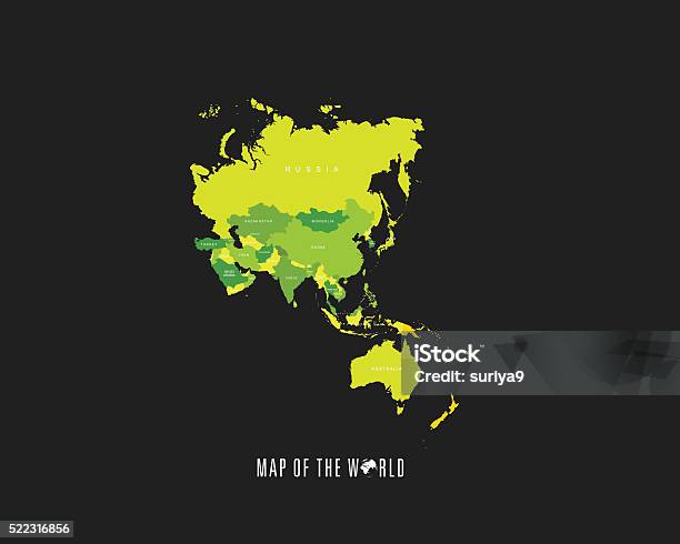 World Map With Different Colored Continents Illustration Stock Illustration - Download Image Now