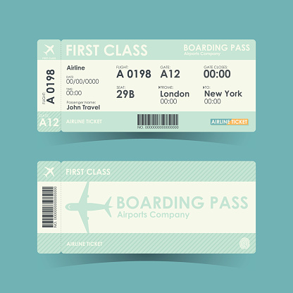 Boarding pass tickets green design. vector illustration.