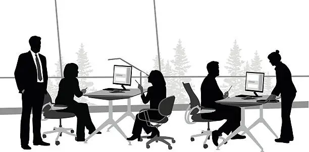 Vector illustration of Open Office Discussion