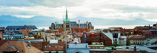 istock Lausanne rooftops and Lac Leman Geneva lake panorama 522318897