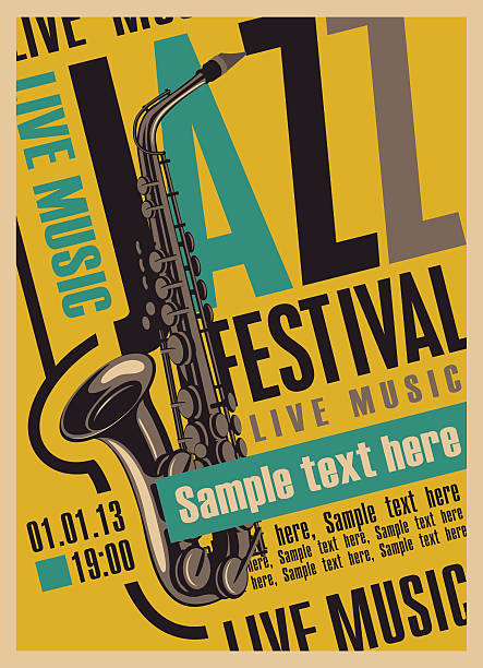 plakat na festiwal jazzowy - trumpet musical instrument brass band classical music stock illustrations
