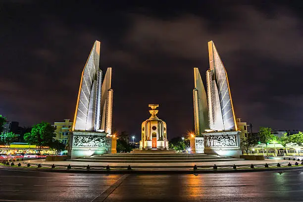 Democracy Monument in Bangkok, Thailand at night