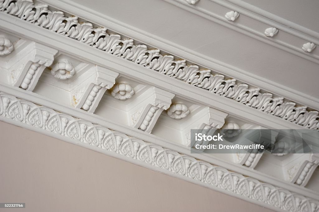 Decorative Moulding Decorative white wall/ceiling moulding Ceiling Stock Photo