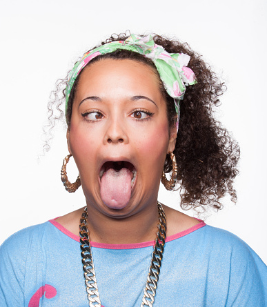 Mixed race young woman making a face