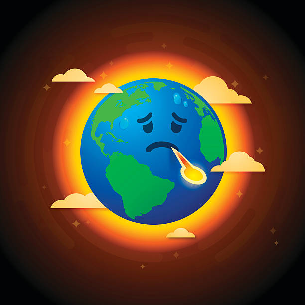 illustrazioni stock, clip art, cartoni animati e icone di tendenza di cambiamenti climatici malati terra - measuring ideas power industry