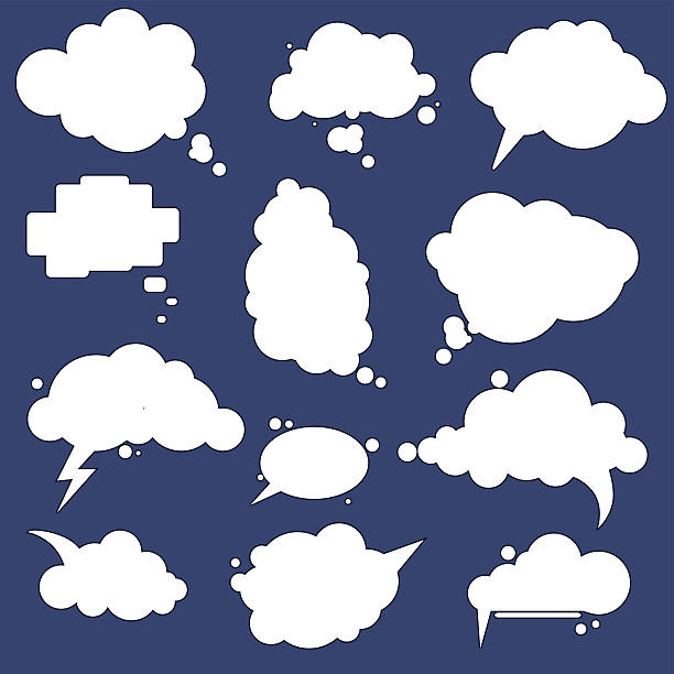 ilustrações de stock, clip art, desenhos animados e ícones de conjunto de bolha de nuvem de palavra - paper wind form shape