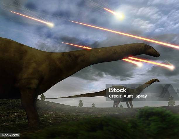 Extinction Of The Dinosaurs Meteor Shower Stock Photo - Download Image Now - Dinosaur, Extinct, Asteroid