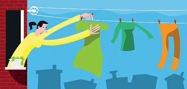 Vector illustration of Laundry day