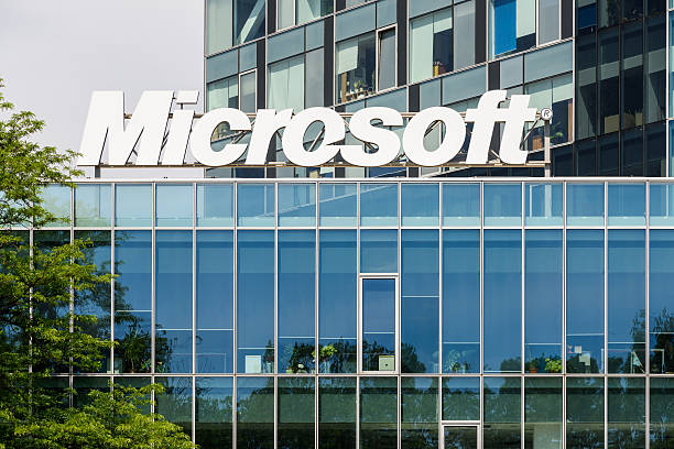 Microsoft Building In Bucharest Bucharest, Romania - May 13, 2015: Microsoft Corporation is an American multinational technology company in Washington that develops, manufactures, licenses, supports and sells computer software. microsoft stock pictures, royalty-free photos & images