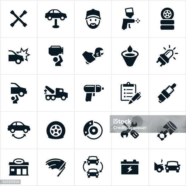 Automotive Repair Icons Stock Illustration - Download Image Now - Icon Symbol, Car, Brake