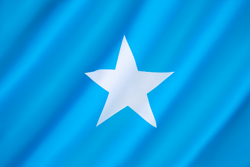 Flag of Somalia - adopted on 12th October 1954. Upon reunification of Italian Somaliland and British Somaliland, the flag was used for the new independent Somali Republic.