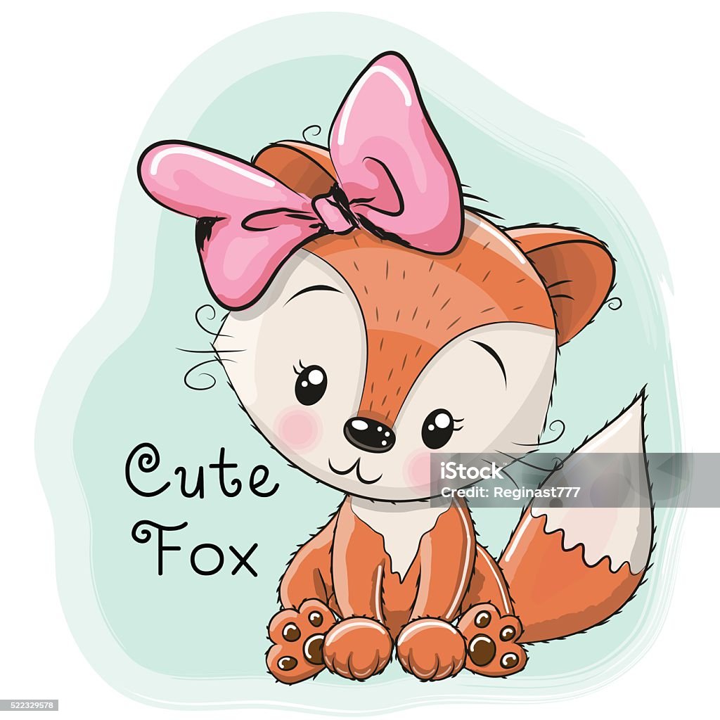 Cute Cartoon Fox Cute Cartoon Fox on a blue background Animal stock vector