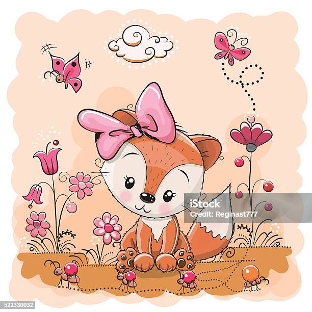 Cute Cartoon Fox Stock Illustration - Download Image Now - Animal, Animal Themes, Ant
