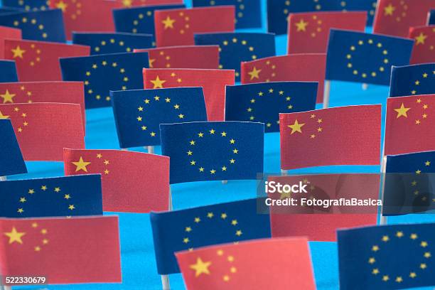 European Community And Chinese Flags Stock Photo - Download Image Now - Abundance, Art And Craft, Asia