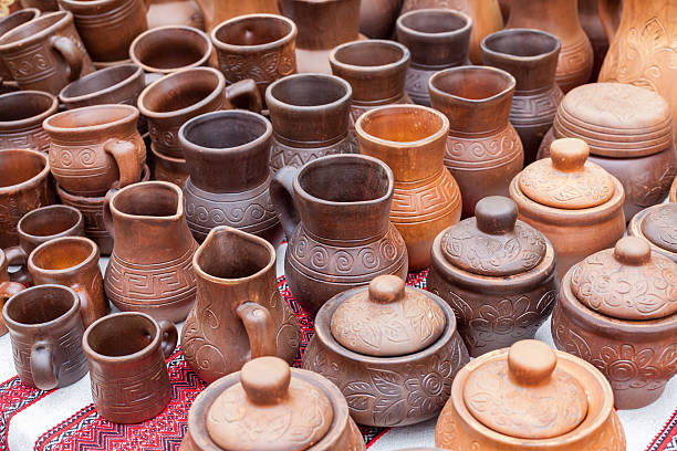 istock Ukrainian traditional handmade ceramic on decorative towel 522331624