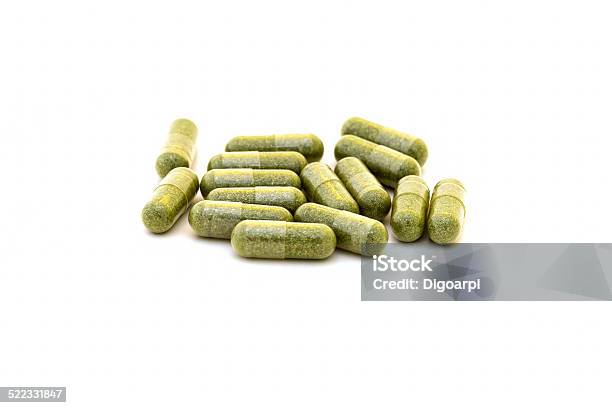 Green Chlorophyll Capsules Stock Photo - Download Image Now - Acid, Algae, Chlorella